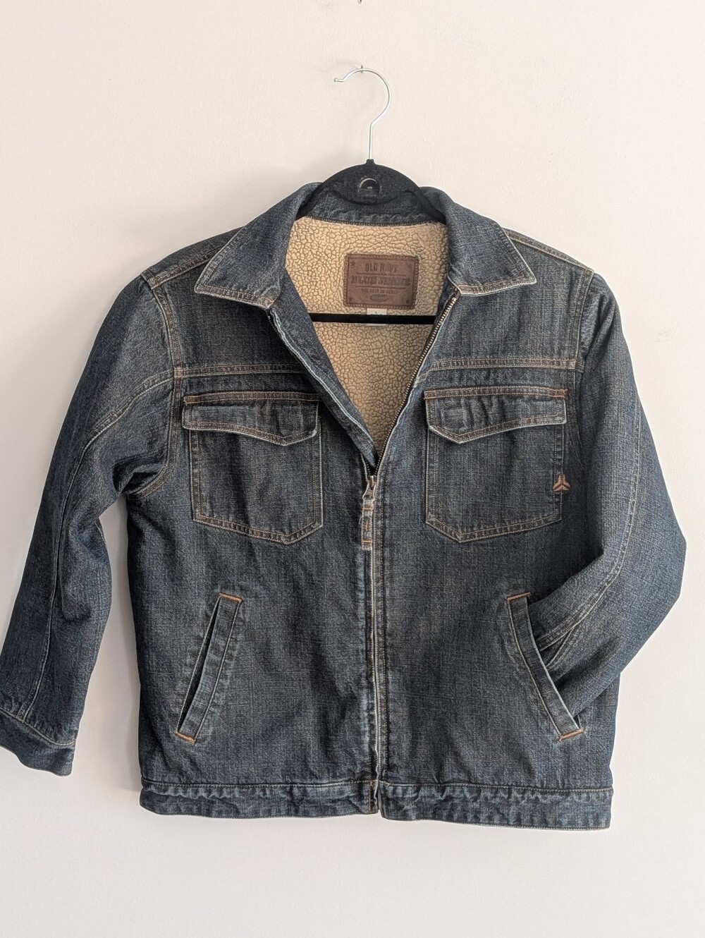 Vintage Old Navy sherpa-lined denim trucker jacket L